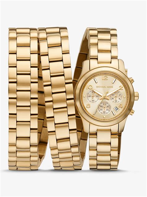 michael kors gold double wrap watch